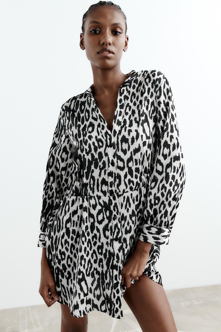 ANIMAL PRINT DRESS Black White ZARA United States